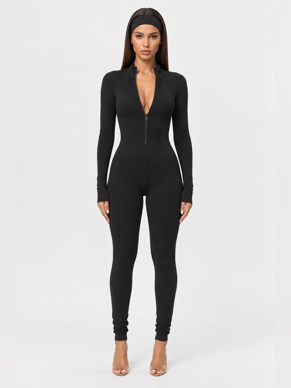 Naked Wardrobe NW 1/4 Zip Jumpsuit Black